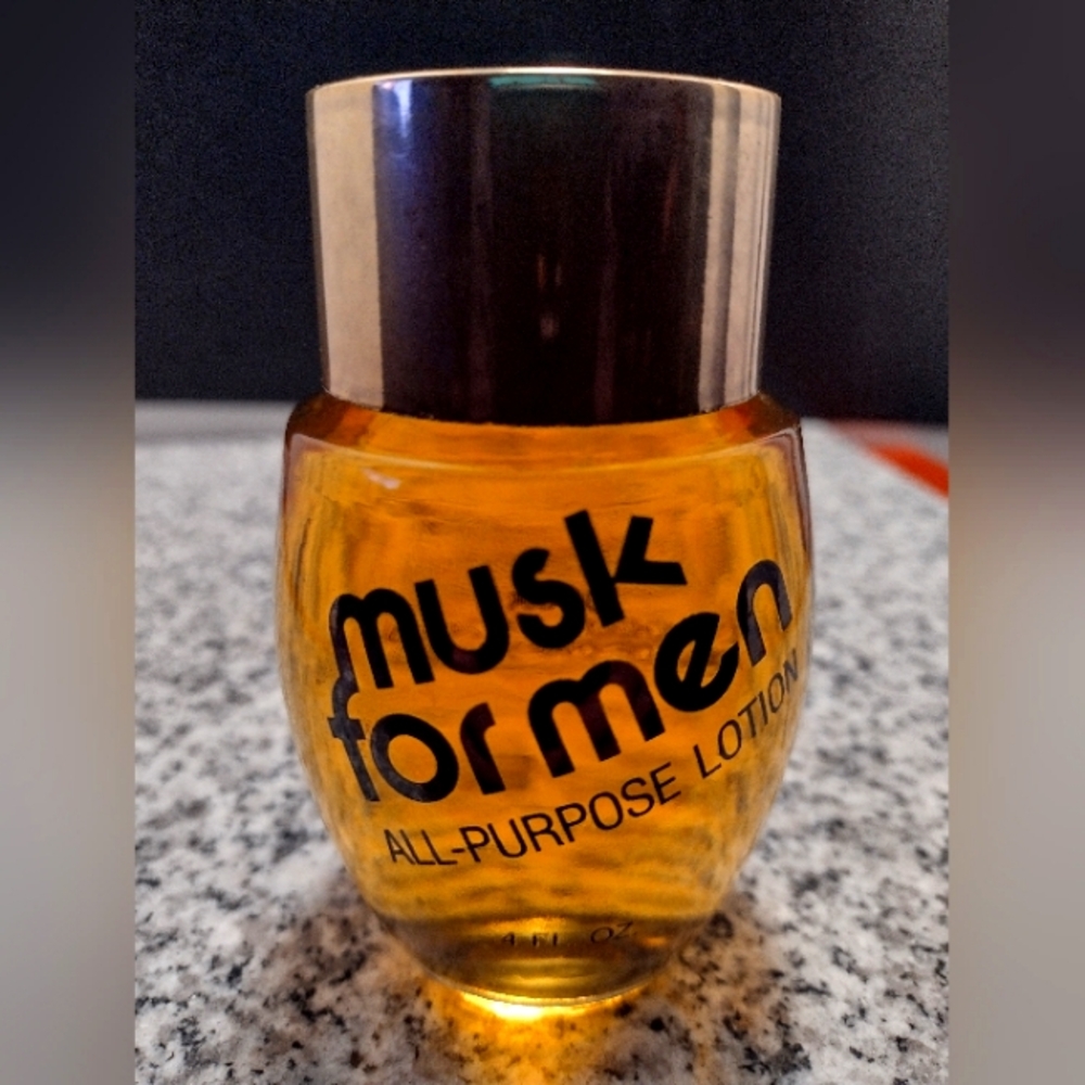Musk For Men All-Purpose Lotion Fragrance. 4 Fluid Ounces Vintage & Rare. No Box